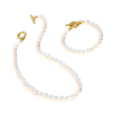 18K Plated Pearl Button Necklaces Baroque Bracelet Choker