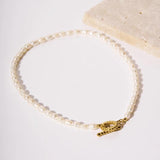 18K Plated Pearl Button Necklaces Baroque Bracelet Choker