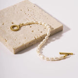 18K Plated Pearl Button Necklaces Baroque Bracelet Choker