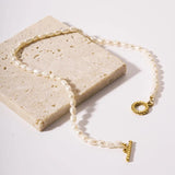 18K Plated Pearl Button Necklaces Baroque Bracelet Choker
