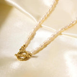 18K Plated Pearl Button Necklaces Baroque Bracelet Choker