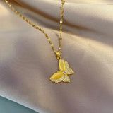 Vintage Stainless Steel Butterfly Pendant Necklace for Women