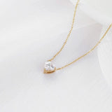 Colorful Cubic Zirconia Peach Heart Necklace 14K Plated Stainless Steel Choker