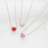Colorful Cubic Zirconia Peach Heart Necklace 14K Plated Stainless Steel Choker