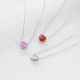 Colorful Cubic Zirconia Peach Heart Necklace 14K Plated Stainless Steel Choker