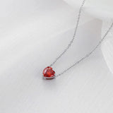Colorful Cubic Zirconia Peach Heart Necklace 14K Plated Stainless Steel Choker