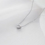 Colorful Cubic Zirconia Peach Heart Necklace 14K Plated Stainless Steel Choker