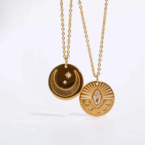 Stylish Sun Moon Coin Pendant Necklace for Women