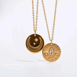 Stylish Sun Moon Coin Pendant Necklace for Women