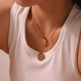 Stylish Sun Moon Coin Pendant Necklace for Women