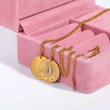 Stylish Sun Moon Coin Pendant Necklace for Women