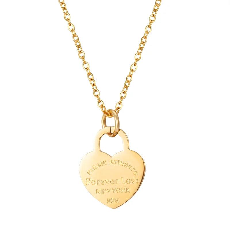 Heart Pendant Necklace For Women Ladies Girls Stainless Steel Wedding Jewelry