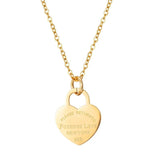 Heart Pendant Necklace For Women Ladies Girls Stainless Steel Wedding Jewelry