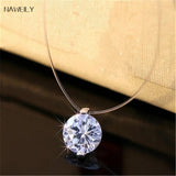 Invisible Fishline Necklace Zircon Pendant Shinning Women Choker