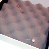 Invisible Fishline Necklace Zircon Pendant Shinning Women Choker
