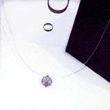 Invisible Fishline Necklace Zircon Pendant Shinning Women Choker