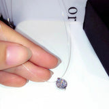 Invisible Fishline Necklace Zircon Pendant Shinning Women Choker