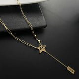 Long Star Letter M Necklace Stainless Steel Lucky Chokers