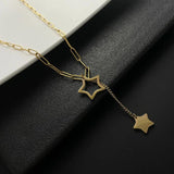 Long Star Letter M Necklace Stainless Steel Lucky Chokers