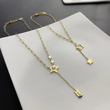 Long Star Letter M Necklace Stainless Steel Lucky Chokers