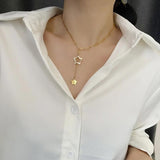 Long Star Letter M Necklace Stainless Steel Lucky Chokers