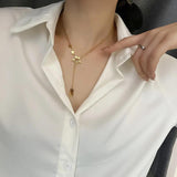 Long Star Letter M Necklace Stainless Steel Lucky Chokers
