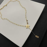 Long Star Letter M Necklace Stainless Steel Lucky Chokers