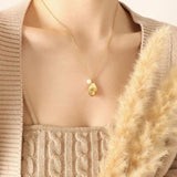 Minimalist Pearl Metal Geometric Pendant Necklace