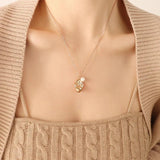 Minimalist Pearl Metal Geometric Pendant Necklace