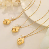 Minimalist Pearl Metal Geometric Pendant Necklace