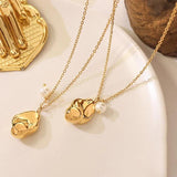 Minimalist Pearl Metal Geometric Pendant Necklace