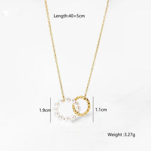 Waterproof Pearl Twisted Cross Pendant Necklace for Women Girls