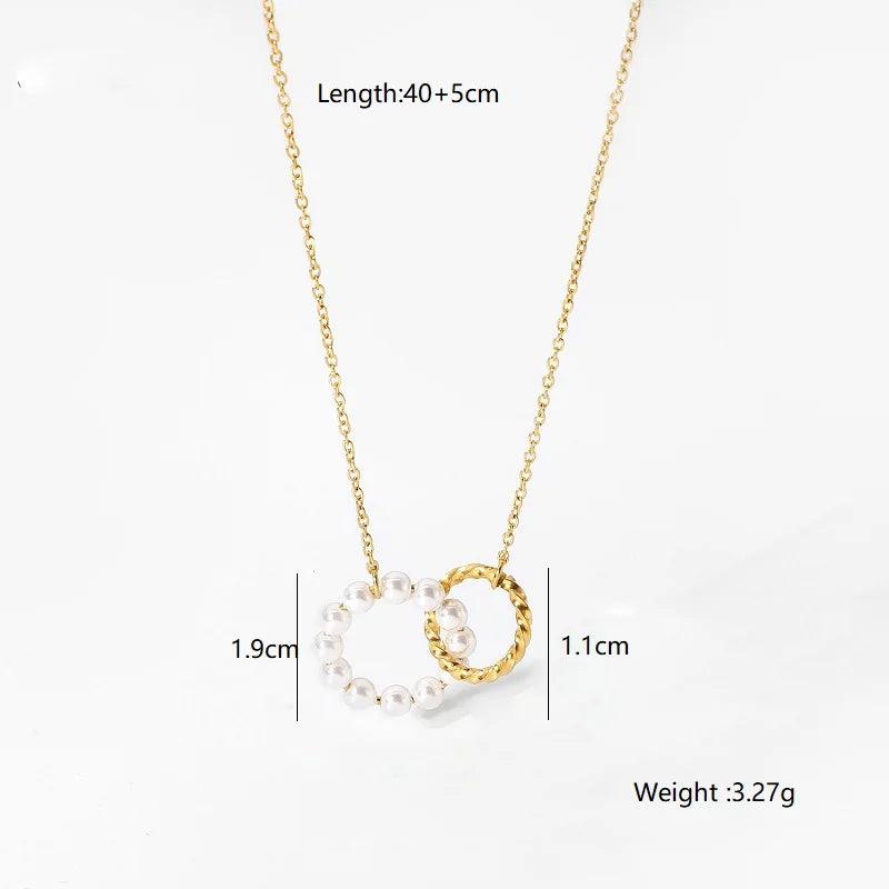 Waterproof Pearl Twisted Cross Pendant Necklace for Women Girls