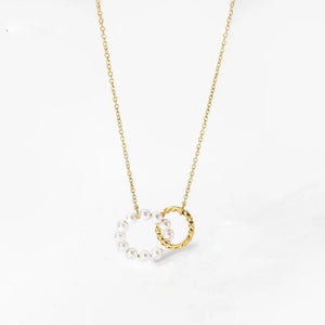 Waterproof Pearl Twisted Cross Pendant Necklace for Women Girls