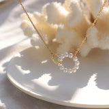 Waterproof Pearl Twisted Cross Pendant Necklace for Women Girls