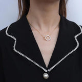 Waterproof Pearl Twisted Cross Pendant Necklace for Women Girls