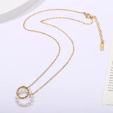 Waterproof Pearl Twisted Cross Pendant Necklace for Women Girls