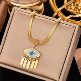 Vintage Evil Eye Pendant Necklace Double Layer Snake Chain Choker