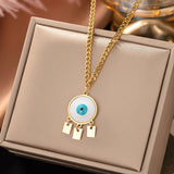 Vintage Evil Eye Pendant Necklace Double Layer Snake Chain Choker
