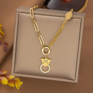 Evil Eye Fatima Hand Pendant Necklace Stainless Steel Clavicle Chains