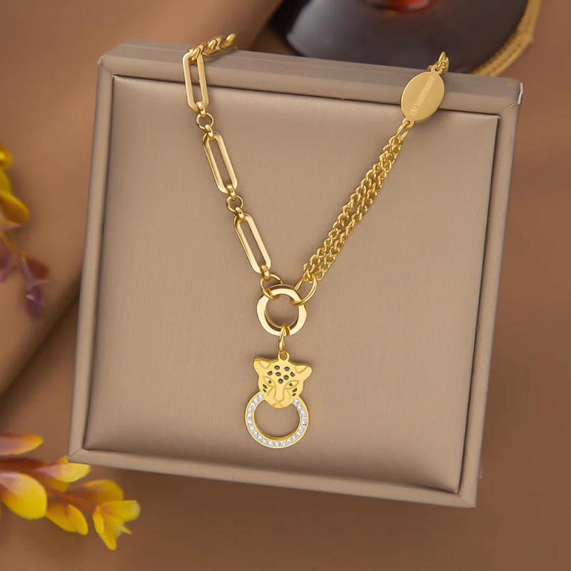 Evil Eye Fatima Hand Pendant Necklace Stainless Steel Clavicle Chains