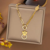 Evil Eye Fatima Hand Pendant Necklace Stainless Steel Clavicle Chains