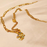 Evil Eye Fatima Hand Pendant Necklace Stainless Steel Clavicle Chains