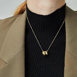 Stainless Steel Green CZ Round Pendant Necklace for Women