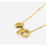 Stainless Steel Green CZ Round Pendant Necklace for Women
