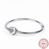 925 Sterling Silver Heart Clasp Snake Chain Bracelet for Women