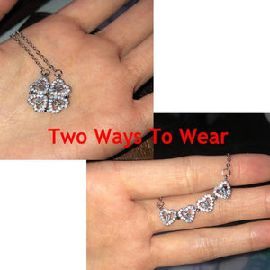 Four-leaf Clover Necklace Magnetic Heart Zircon Pendant Stainless Steel Jewelry