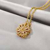 Four-leaf Clover Necklace Magnetic Heart Zircon Pendant Stainless Steel Jewelry