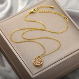Four-leaf Clover Necklace Magnetic Heart Zircon Pendant Stainless Steel Jewelry