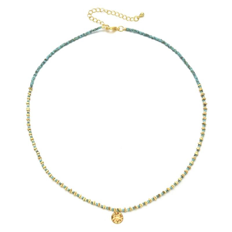 Vintage Dreamy Beads French Retro Boho Stainless Steel Charm Necklace